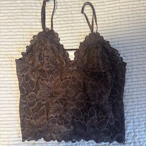 American Vintage Brown Lace Tank Top